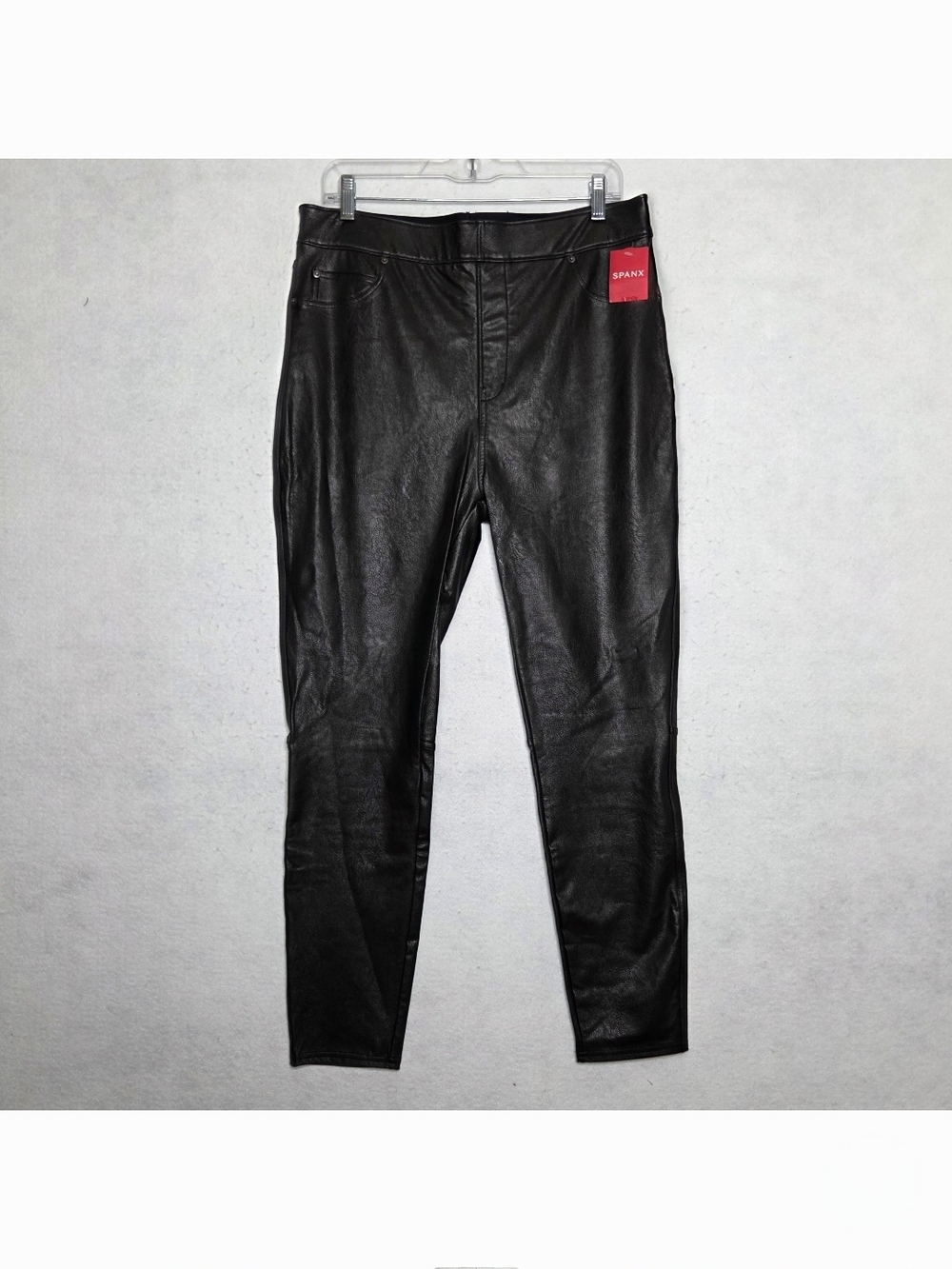 Spanx NWT Faux Leather-Like Ankle Skinny Pant Black Edgy Minimalist Rock Sleek